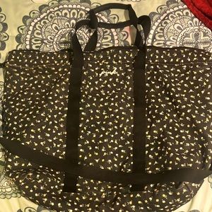 Victorias secret pink tote bag black with flowers